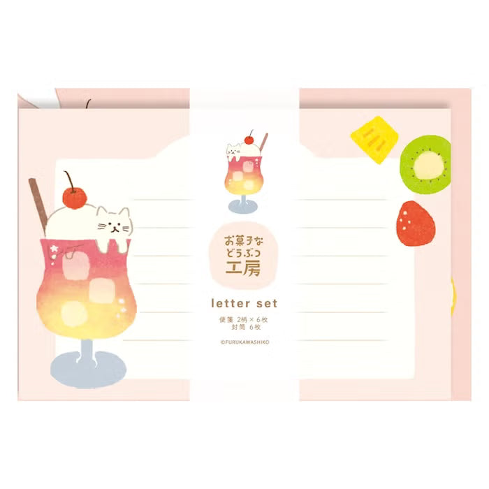 Furukawa Shiko Translucent Mino Washi Letter Set Soda Cat