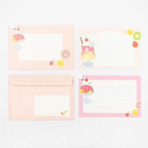 Furukawa Shiko Translucent Mino Washi Letter Set Soda Cat