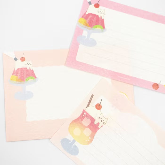Furukawa Shiko Translucent Mino Washi Letter Set Soda Cat