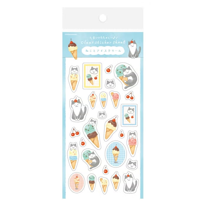 Furukawa Shiko Clear Sticker Cat and Ice Cream
