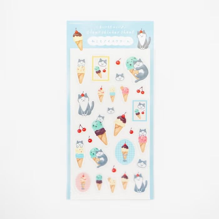 Furukawa Shiko Clear Sticker Cat and Ice Cream