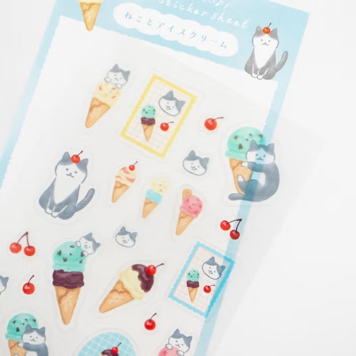 Furukawa Shiko Clear Sticker Cat and Ice Cream
