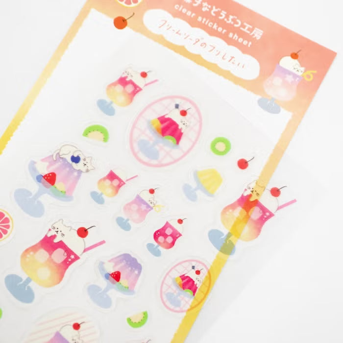 Furukawa Shiko Clear Sticker Jelly and Soda Kitten