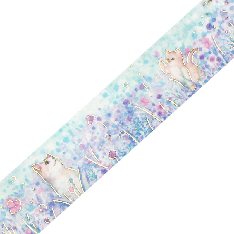 BGM Masking Tape Foil Stamped Flowers and Cats - Little Friends