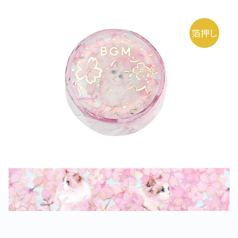 BGM Masking Tape Foil Stamped Flowers and Cats - Blossom