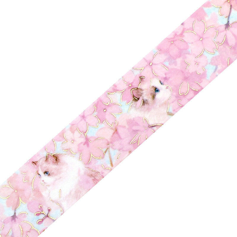 BGM Masking Tape Foil Stamped Flowers and Cats - Blossom