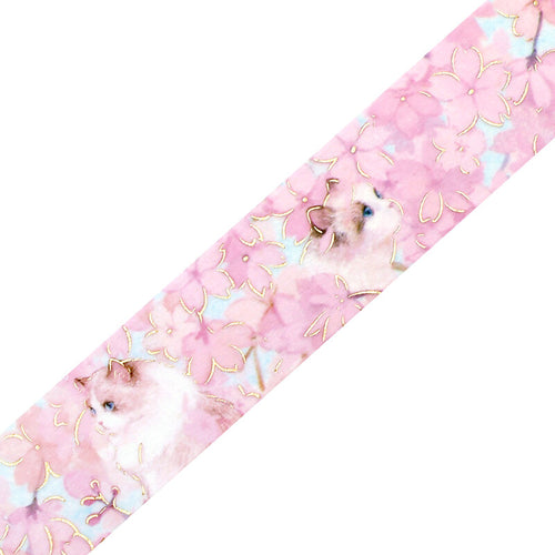 BGM Masking Tape Foil Stamped Flowers and Cats - Blossom