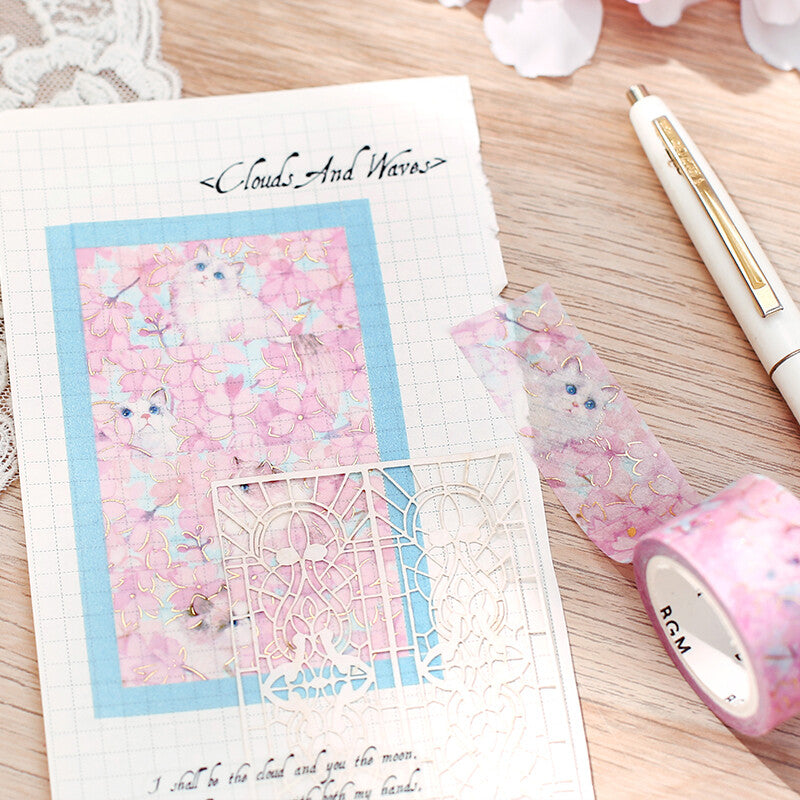 BGM Masking Tape Foil Stamped Flowers and Cats - Blossom