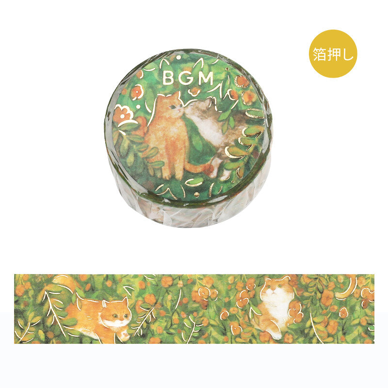 BGM Masking Tape Foil Stamped Flowers and Cats - Find Me