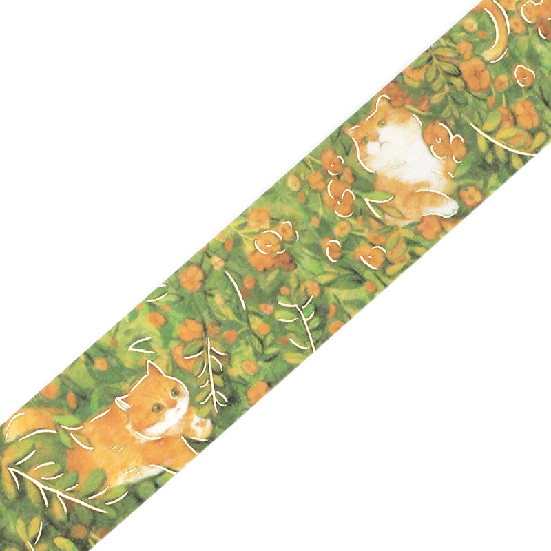 BGM Masking Tape Foil Stamped Flowers and Cats - Find Me