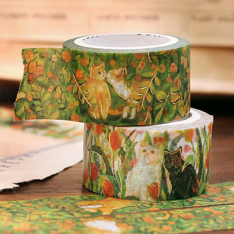 BGM Masking Tape Foil Stamped Flowers and Cats - Find Me