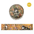 BGM Masking Tape Foil Stamped Flowers and Cats - Hachiware Cat