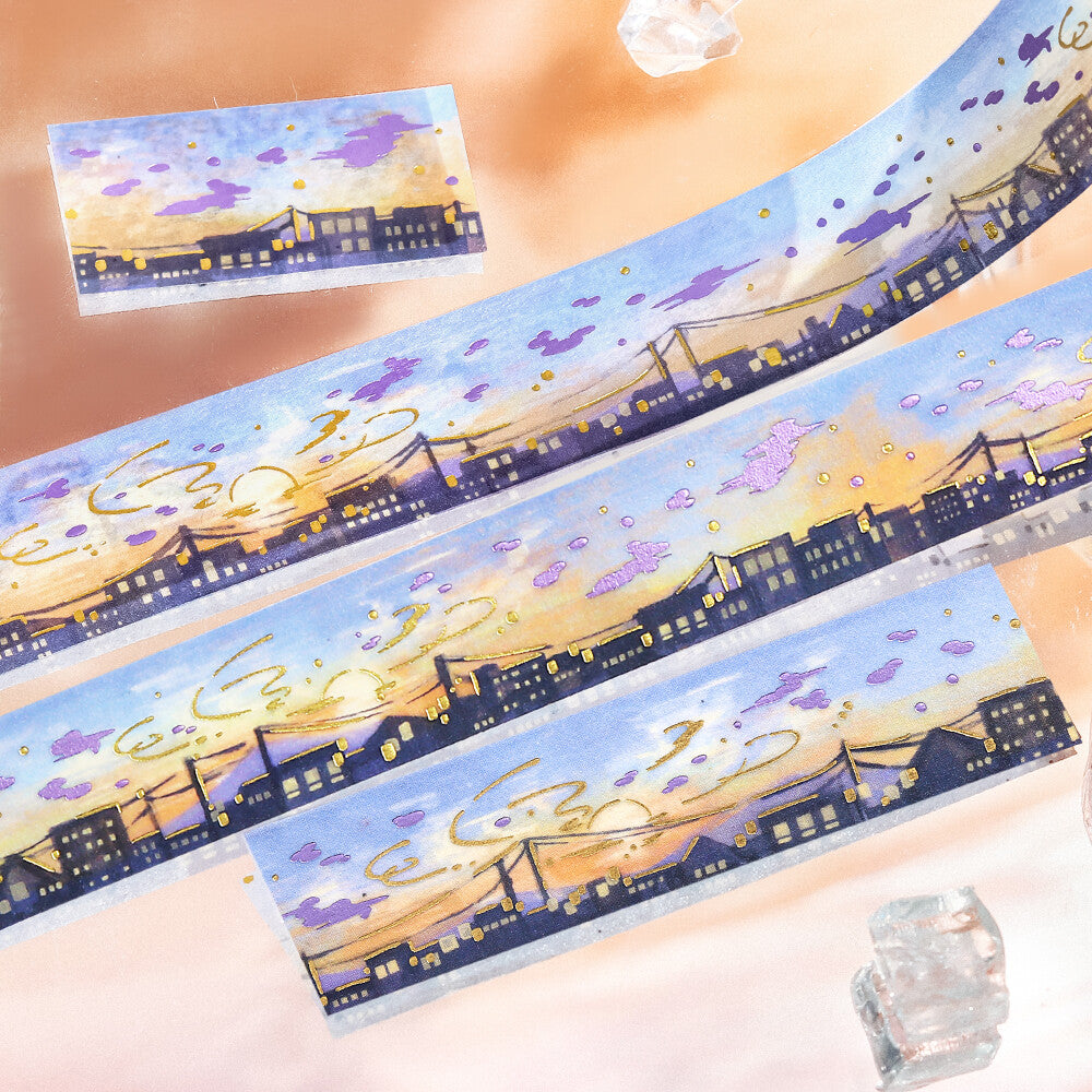 BGM Masking Tape Double Foil Stamped Sky Encyclopedia - Sunset