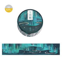 BGM Masking Tape Double Foil Stamped Sky Encyclopedia - Aurora view 1