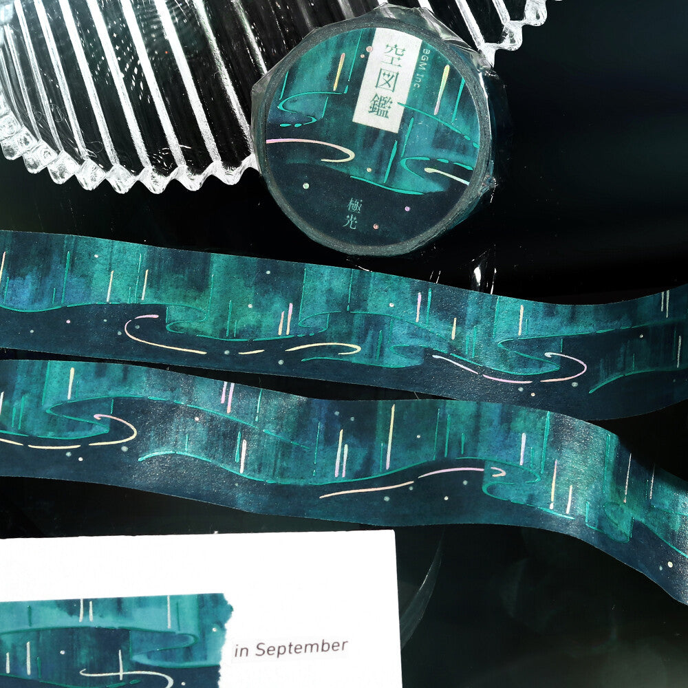 BGM Masking Tape Double Foil Stamped Sky Encyclopedia - Aurora