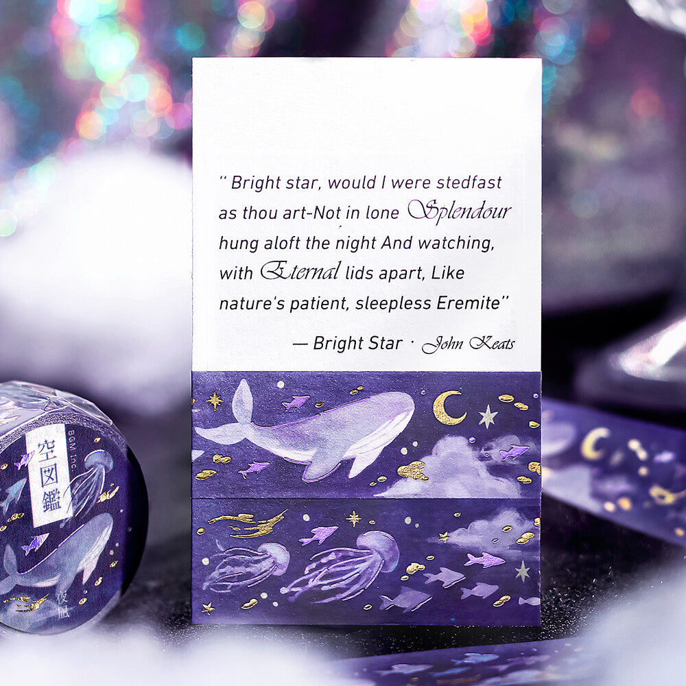 BGM Masking Tape Double Foil Stamped Sky Encyclopedia - Calm Night