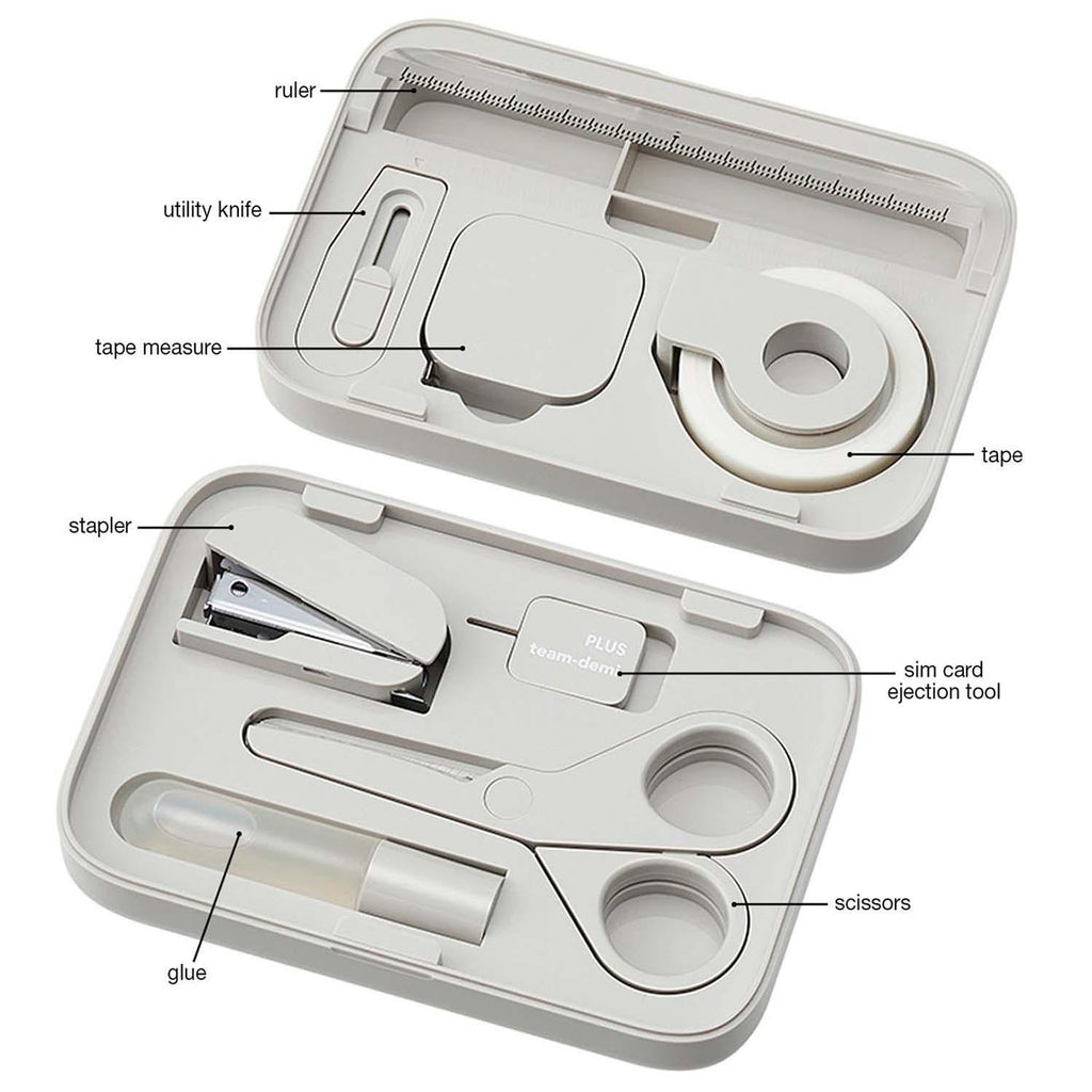 PLUS Team Demi Stationery Kit Grey | Magnetic | Designed by Naoto Fukasawa