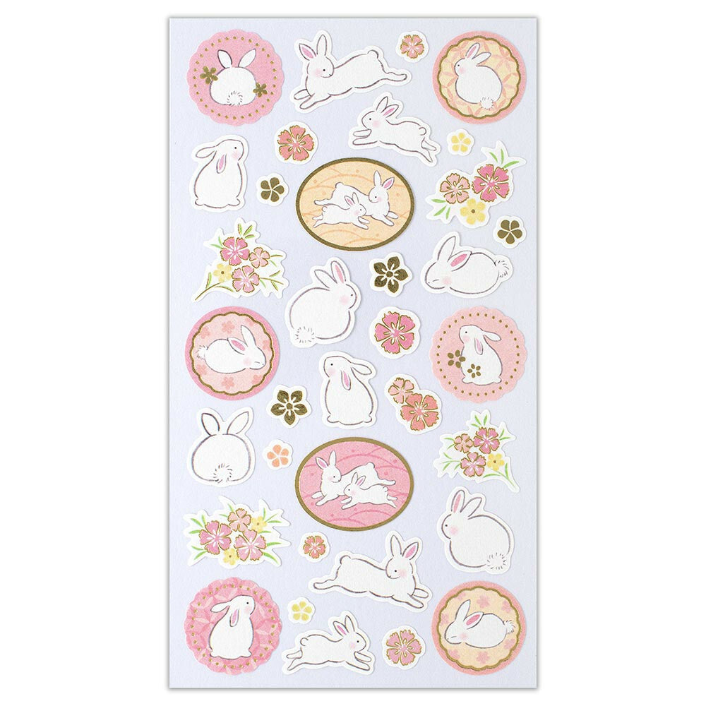 NB Co. Gold Foil Japanese Style Yufumi Rabbit Stickers