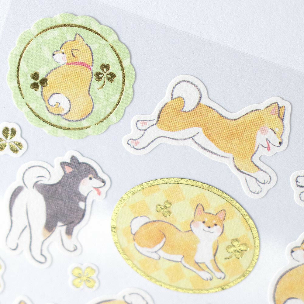 NB Co. Gold Foil Japanese Style Yufumi Shiba Inu Stickers