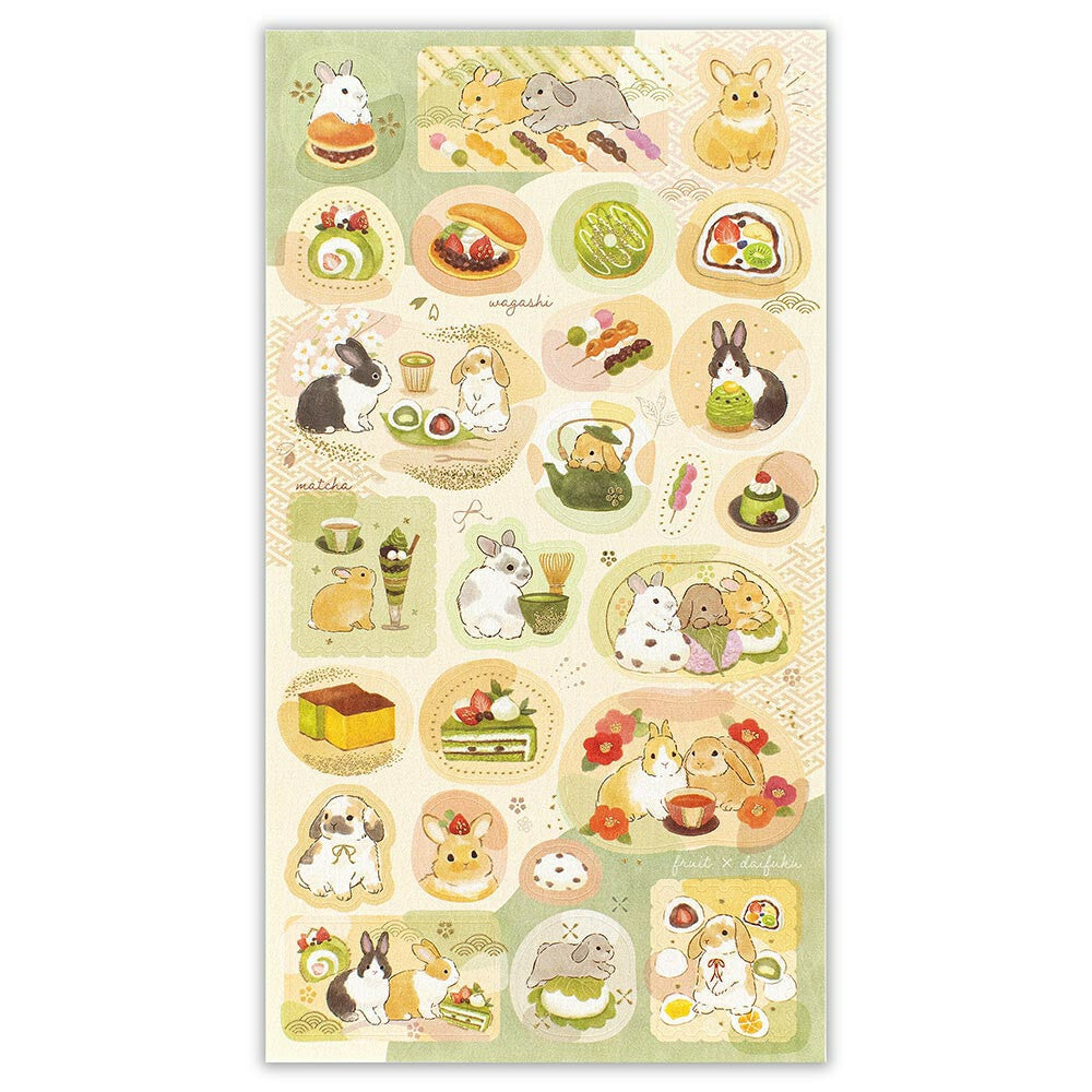 NB Co. Gold Foil Japanese Style Bunny and Sweets Stickers