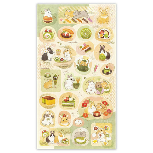 NB Co. Gold Foil Japanese Style Bunny and Sweets Stickers
