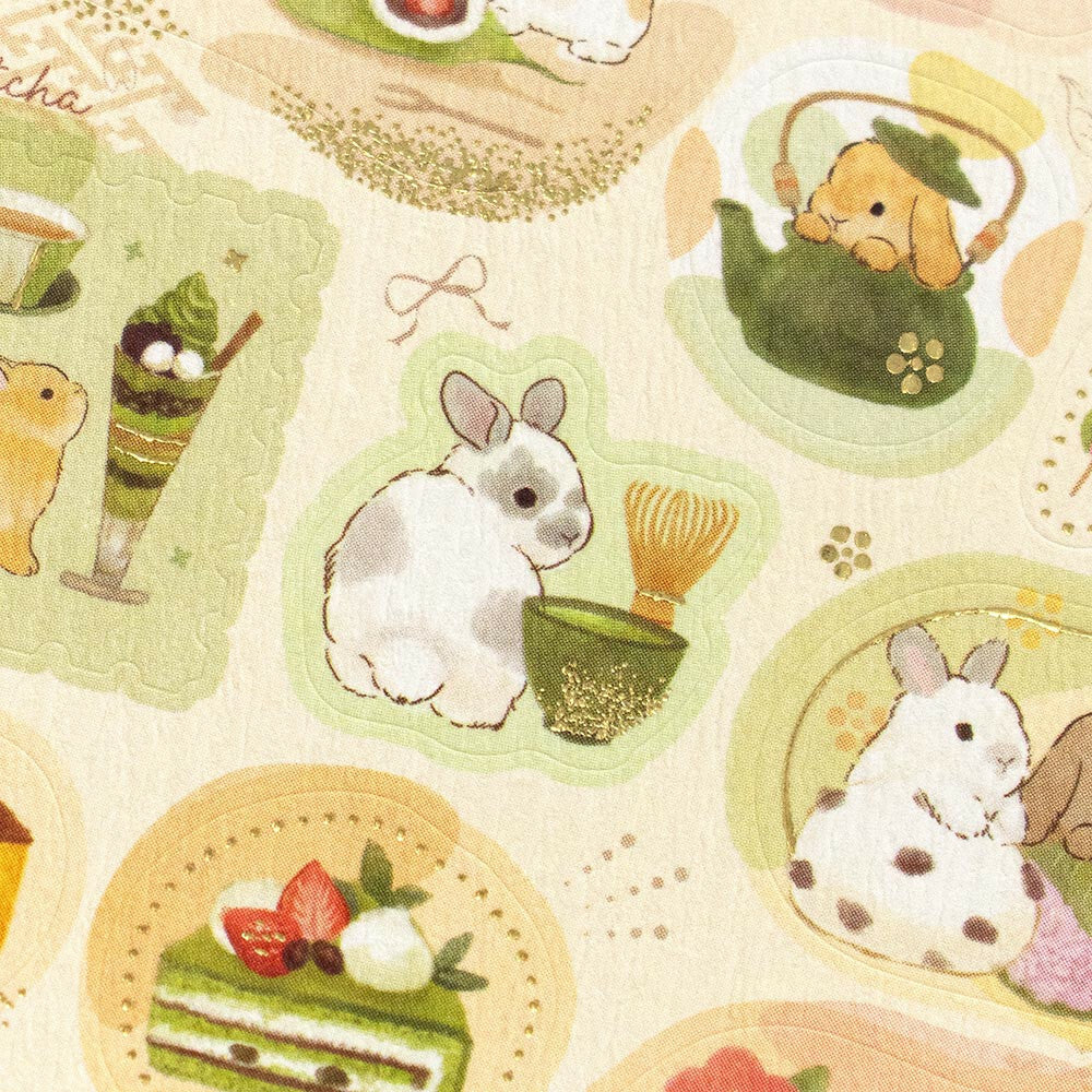 NB Co. Gold Foil Japanese Style Bunny and Sweets Stickers
