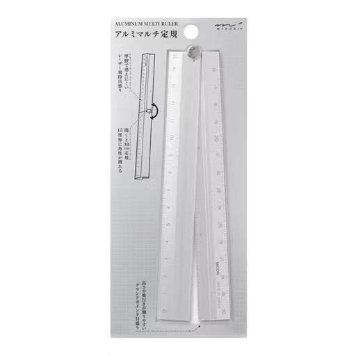 Midori Aluminium Multi‑Ruler - Silver