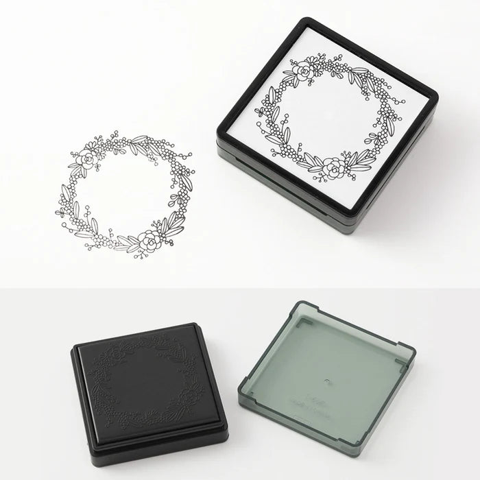 Midori Self‑Inking Stamp - Wreath