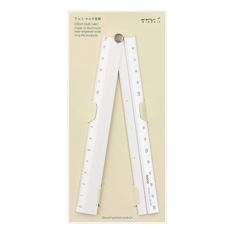 Midori Aluminium Multi‑Ruler - Silver