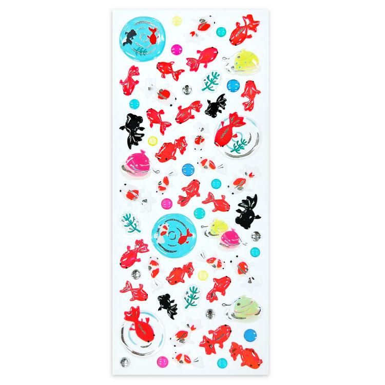 Summer Pattern Drop Seal - Fujinami Uzura - Goldfish