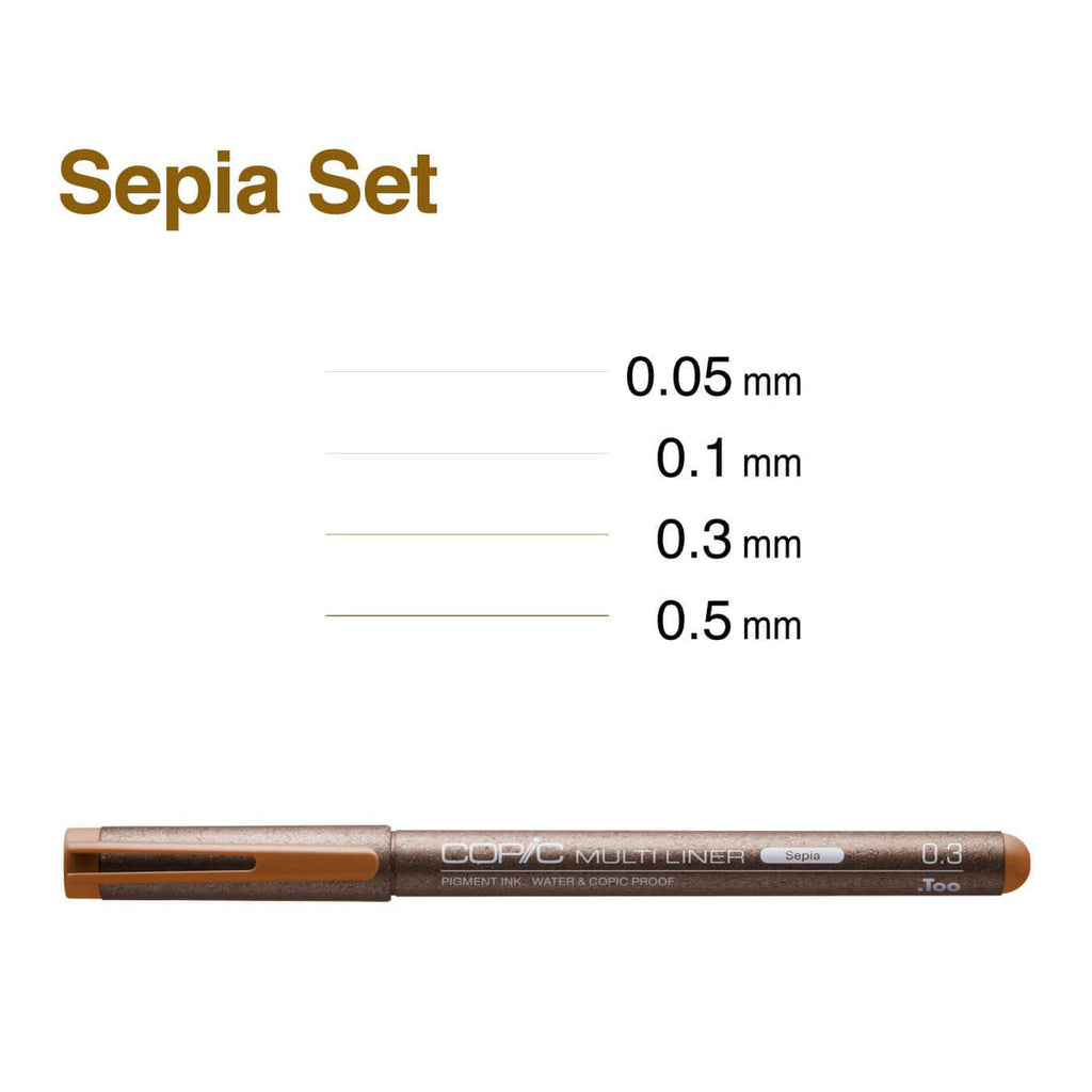 Copic Multiliner 4 Pen Set Sepia