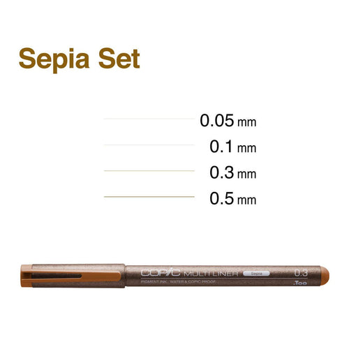 Copic Multiliner 4 Pen Set Sepia