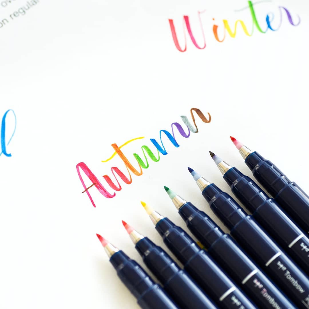 Tombow Fudenosuke Colours Brush Pens - 10 Colors Set