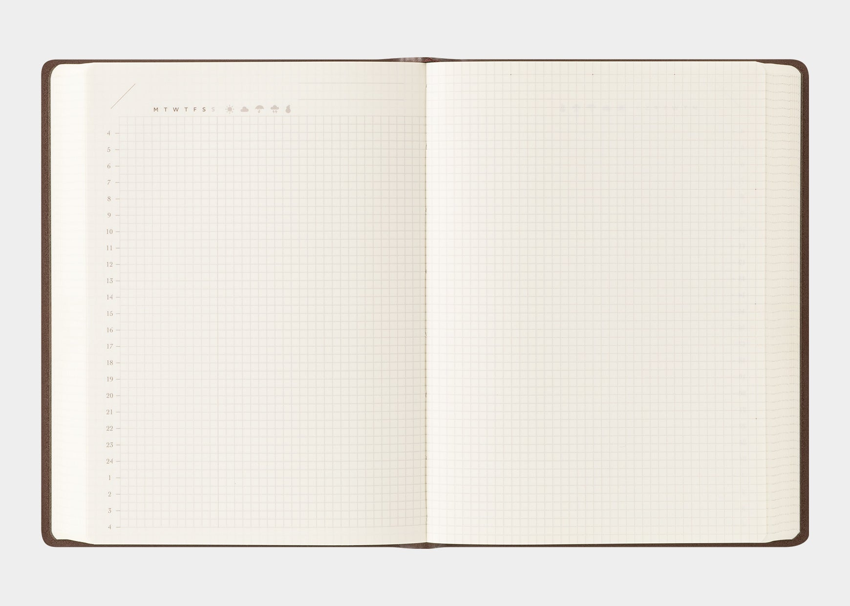 Midori Hibino Free Diary A6 - Brown