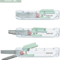 Kokuyo Transparent Mechanism HAKOAKE 2-Way Compact Cutter with Scissors Green
