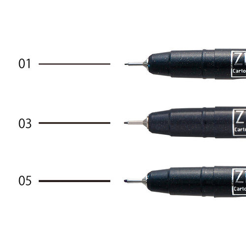 Kuretake ZIG Cartoonist MANGAKA Black 3 Pen Set