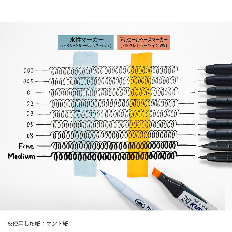 Kuretake ZIG Cartoonist MANGAKA Black 8 Pen Set