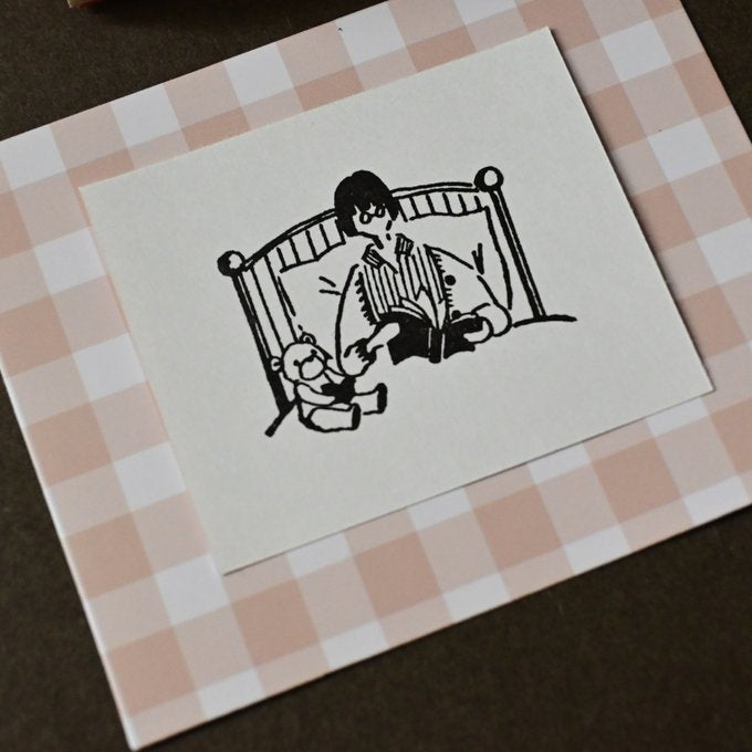 MA7stamp Rubber Stamp Fumiko - Reading before bed