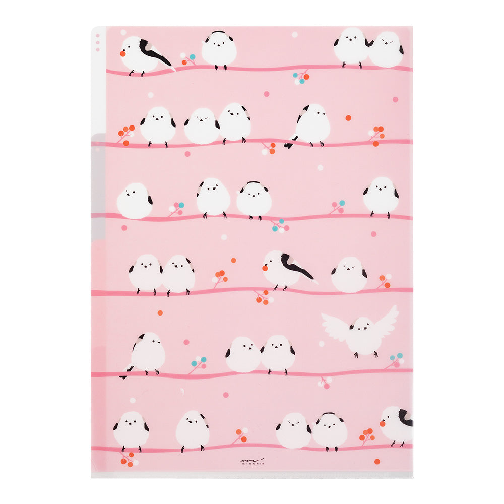 Midori A4 Pocket Clear File – Long-tailed Tits