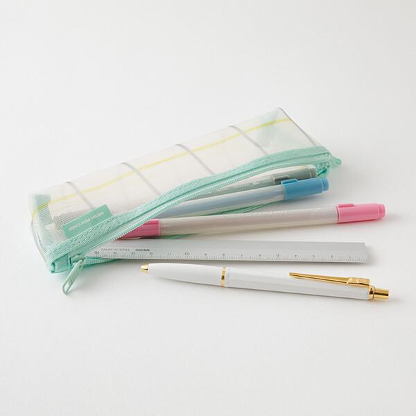 Midori Mesh Pen Case - Check Green Limited Edition