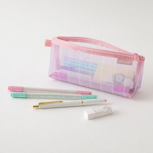 Midori Mesh Pen Case with Gusset – Stripe Purple Limited Edition