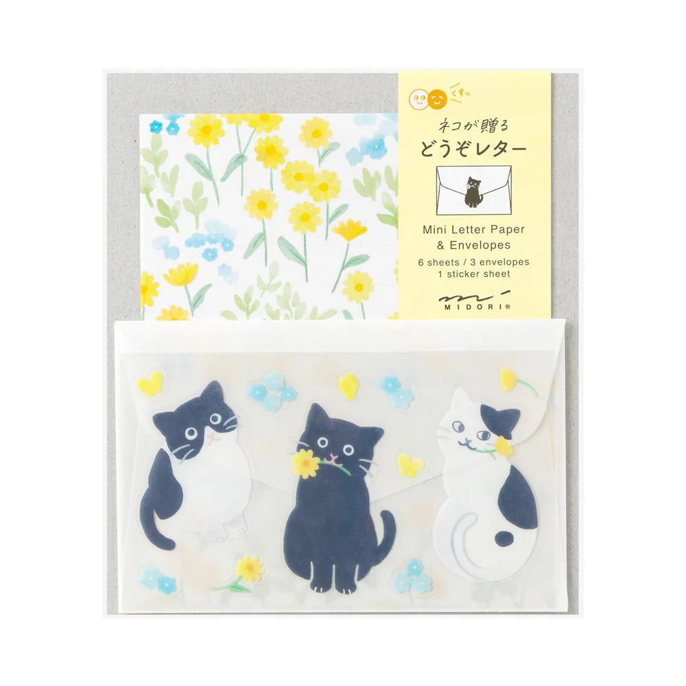 Midori Mini Letter Set with Seal - Cat