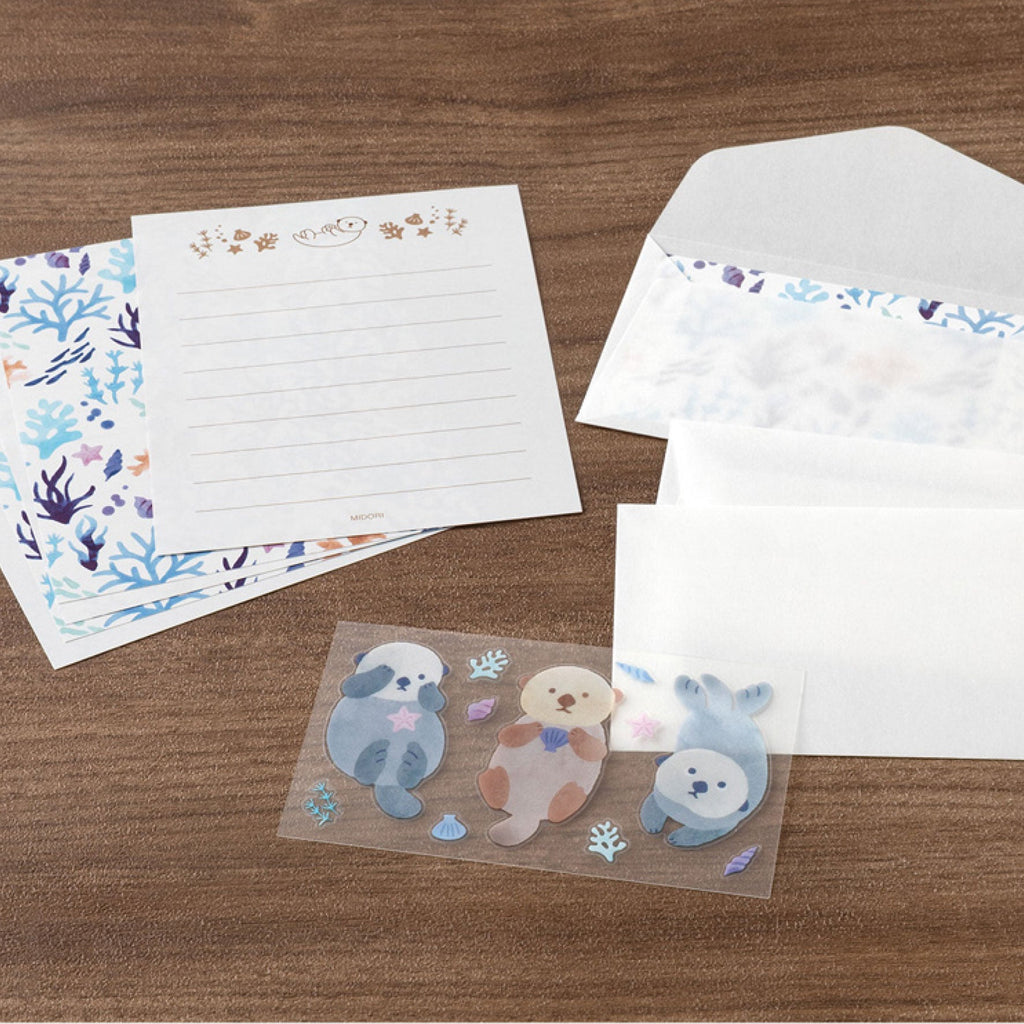 Midori Mini Letter Set with Seal - Sea Otter