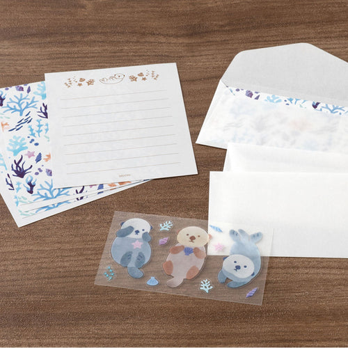 Midori Mini Letter Set with Seal - Sea Otter