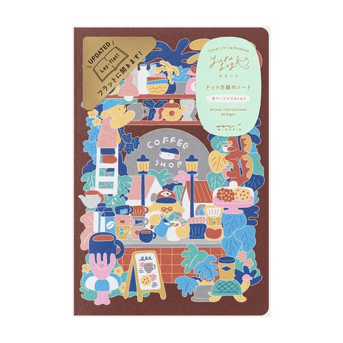 MIDORI Yuru Log Dot Grid Notebook B6 - Coffee Shop