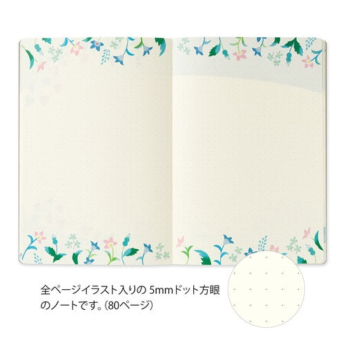 MIDORI Yuru Log Dot Grid Notebook B6 - Floral