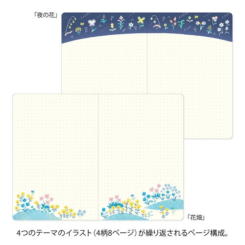 MIDORI Yuru Log Dot Grid Notebook B6 - Floral