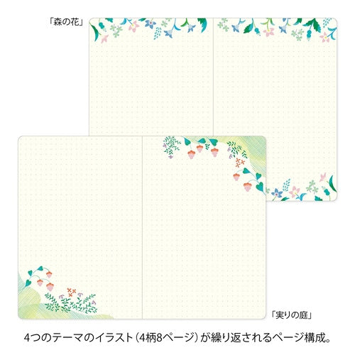 MIDORI Yuru Log Dot Grid Notebook B6 - Floral