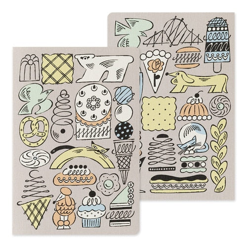 MIDORI Yuru Log Dot Grid Notebook B6 - Sweets & Animals