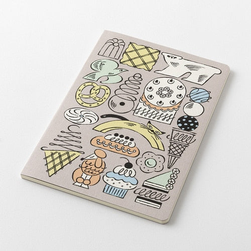 MIDORI Yuru Log Dot Grid Notebook B6 - Sweets & Animals